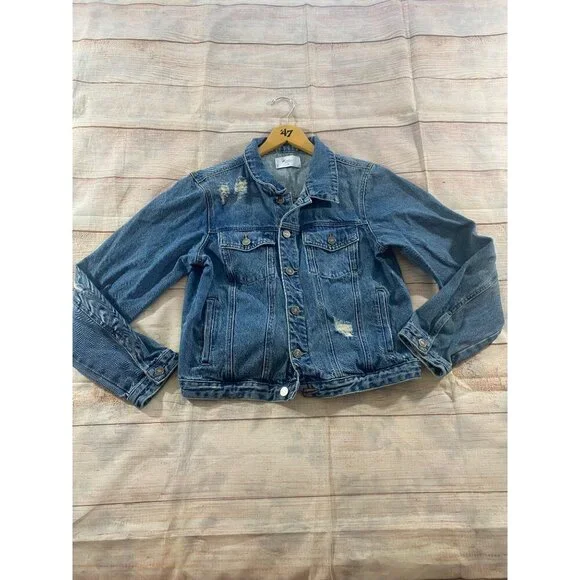 KanCan Women's Blue Denim Tribe Co Ed Cheer Button Front Denim Jacket - XL - Picture 7 of 15